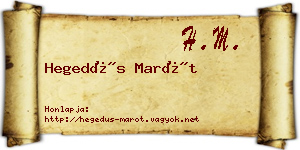 Hegedűs Marót névjegykártya